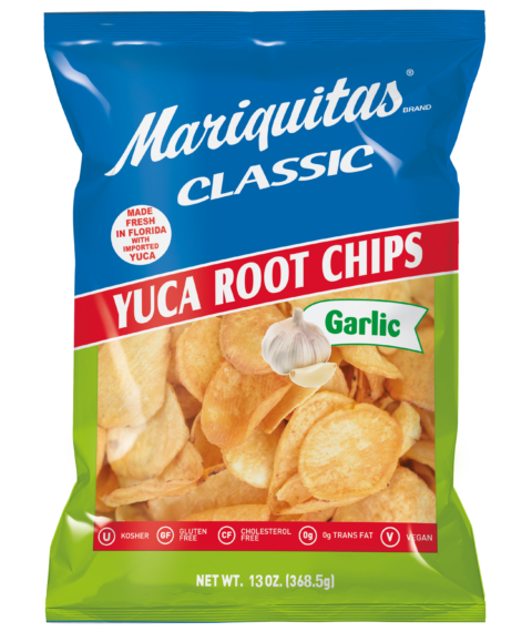 Mariquitas Yuca Root Garlic Chips packaging front side
