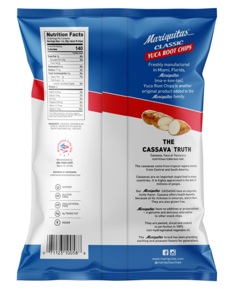 Mariquitas Yuca Root Chips packaging back side