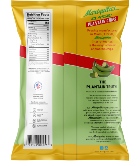 Mariquitas Garlic packaging back side